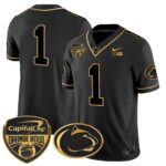 Men’s Penn State Nittany Lions Orange Bowl Patch Gold Vapor Limited Jersey V2 – All Stitched