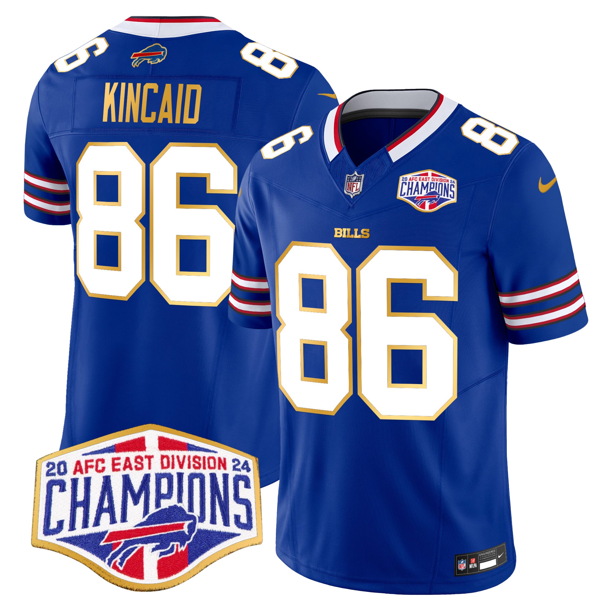 Men’s Bills 2024 AFC East Division Champions Gold Trim Vapor Limited Jersey – All Stitched
