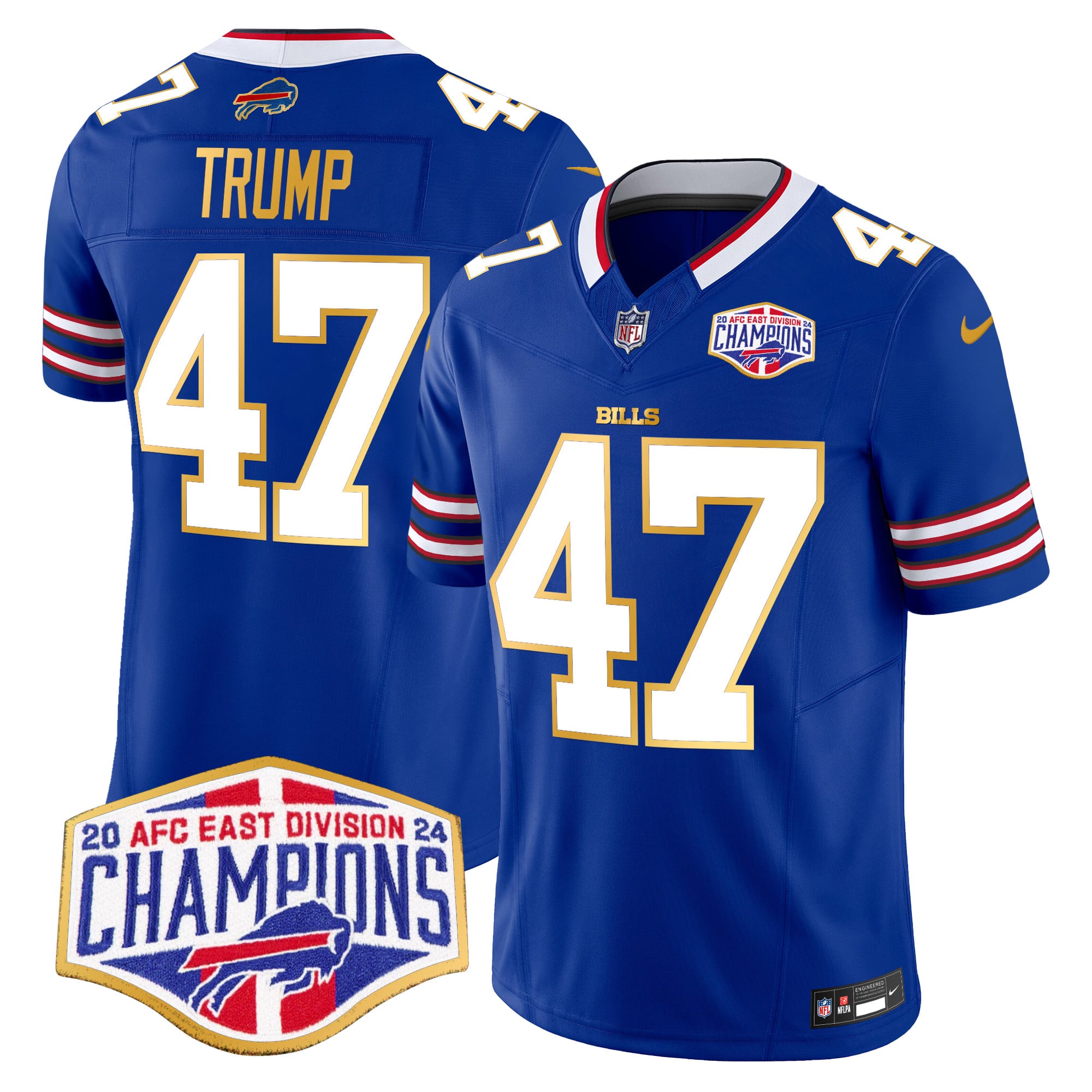 Men’s Bills 2024 AFC East Division Champions Gold Trim Vapor Limited Jersey – All Stitched
