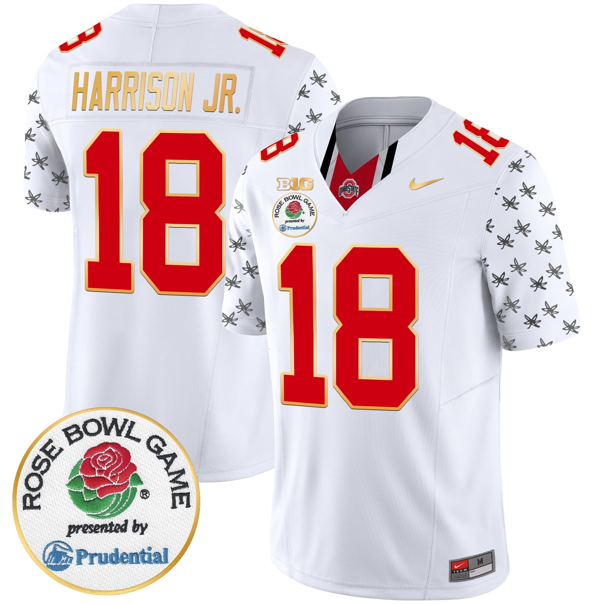 Men’s Ohio State Buckeyes Rose Bowl Gold Trim Vapor Limited Jersey – All Stitched