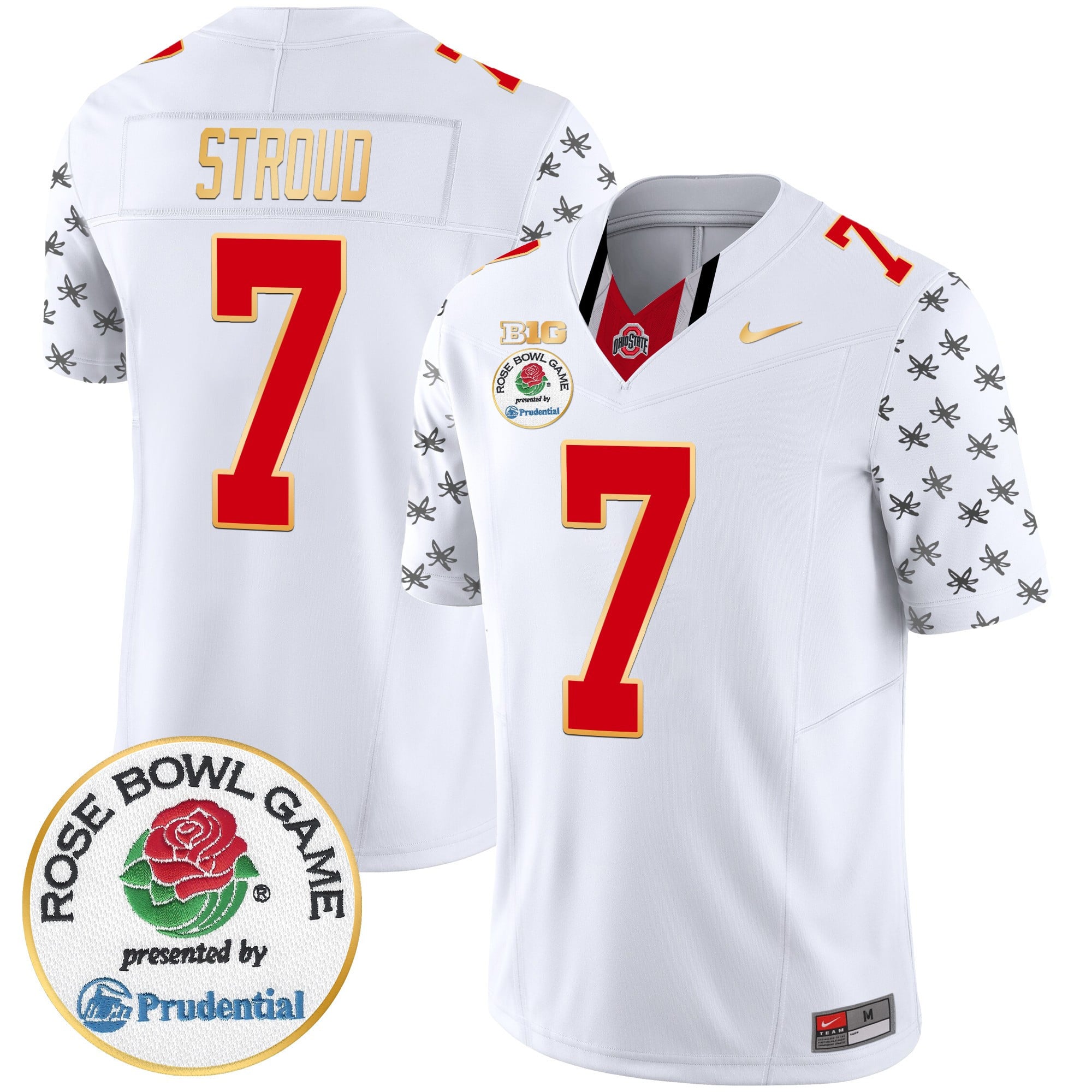 Men’s Ohio State Buckeyes Rose Bowl Gold Trim Vapor Limited Jersey – All Stitched