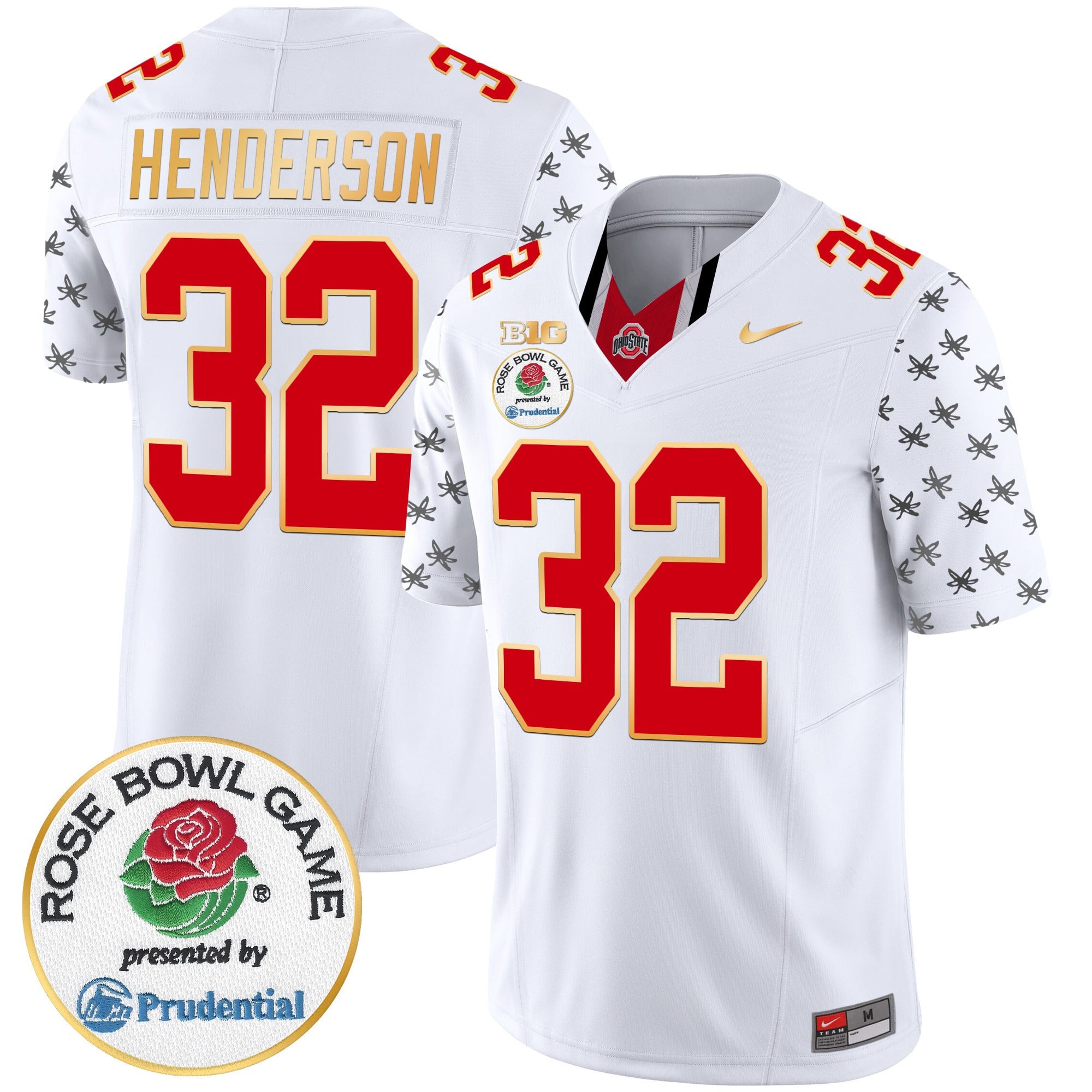 Men’s Ohio State Buckeyes Rose Bowl Gold Trim Vapor Limited Jersey – All Stitched