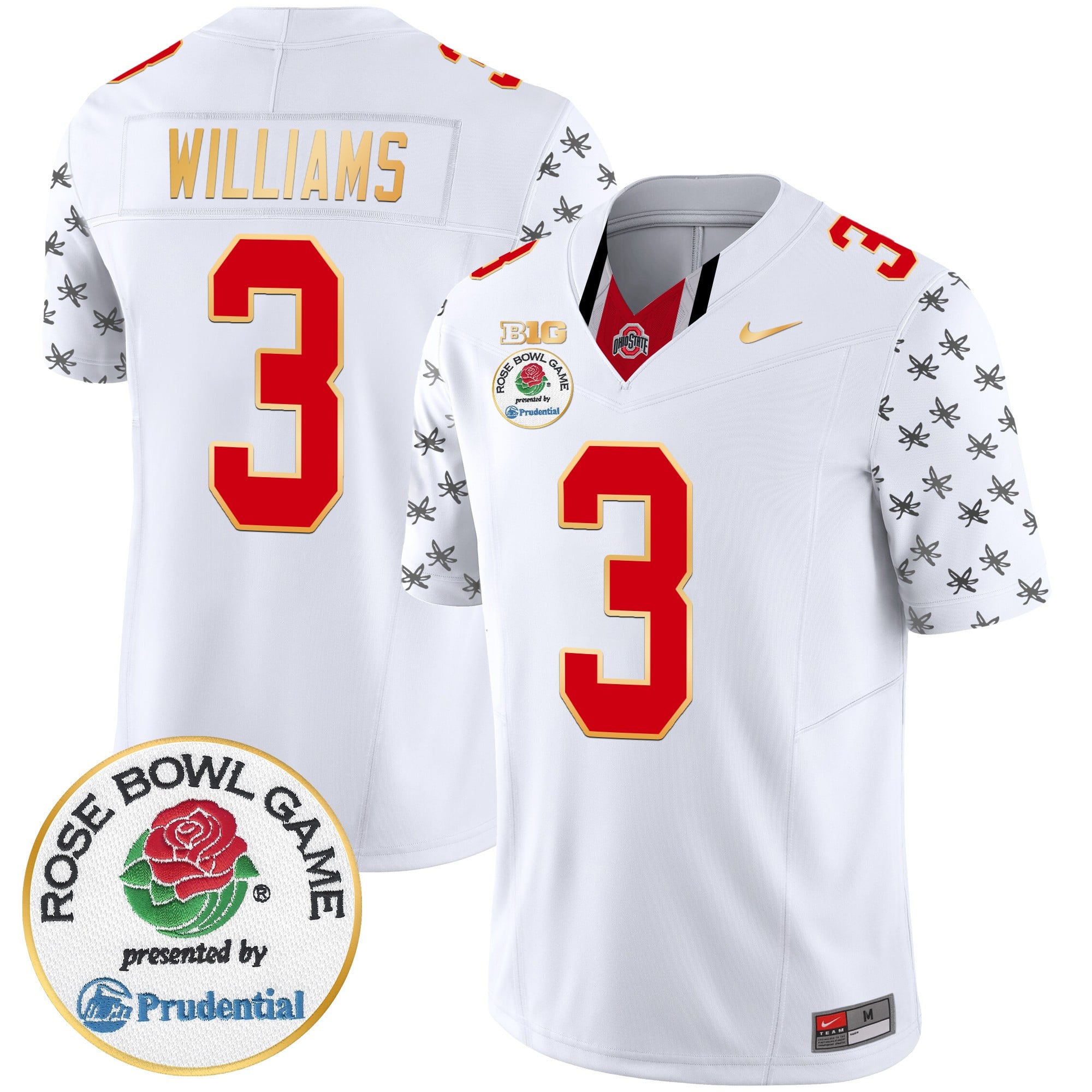 Men’s Ohio State Buckeyes Rose Bowl Gold Trim Vapor Limited Jersey – All Stitched