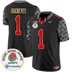 Men’s Ohio State Buckeyes Rose Bowl Gold Trim Vapor Limited Jersey – All Stitched