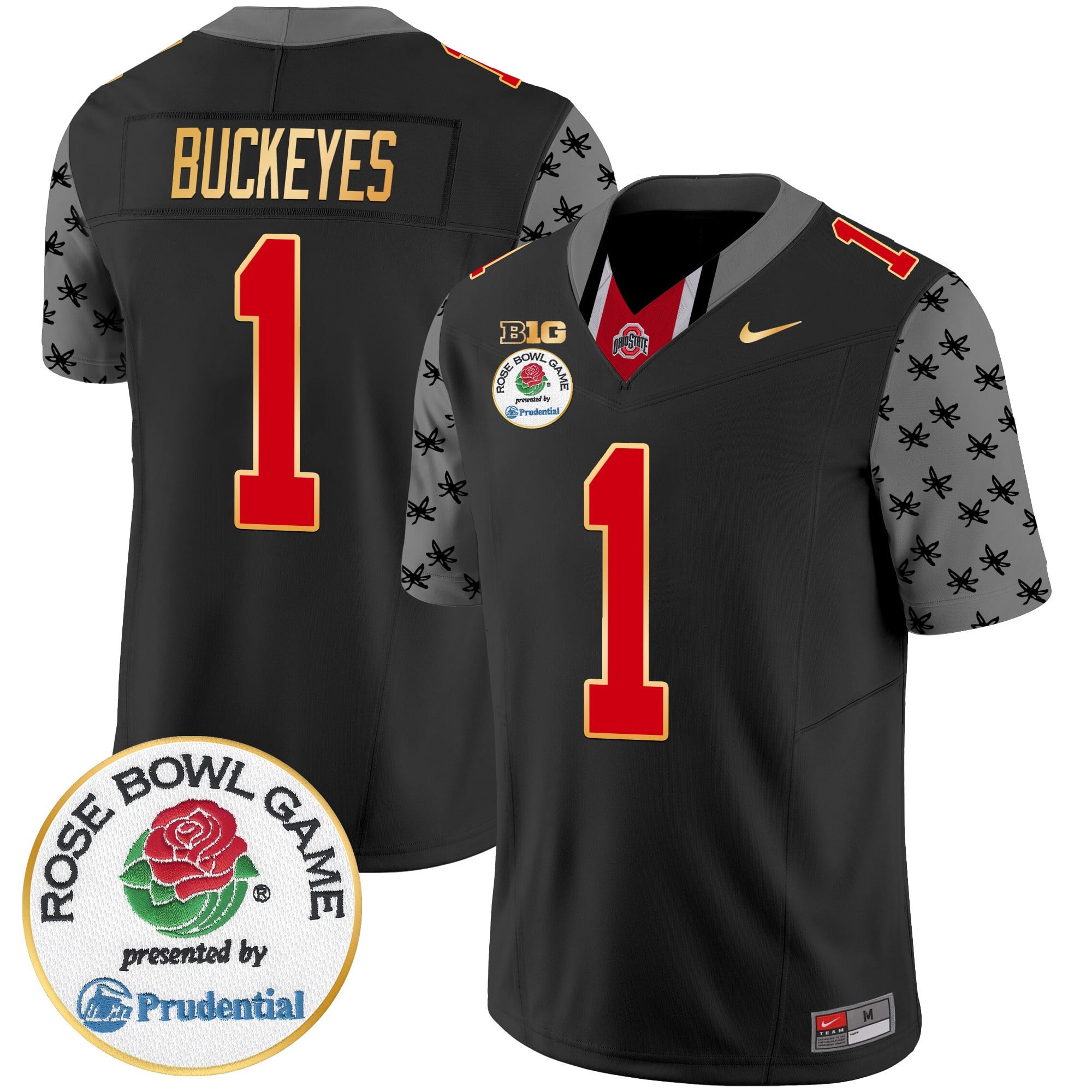 Men’s Ohio State Buckeyes Rose Bowl Gold Trim Vapor Limited Jersey – All Stitched
