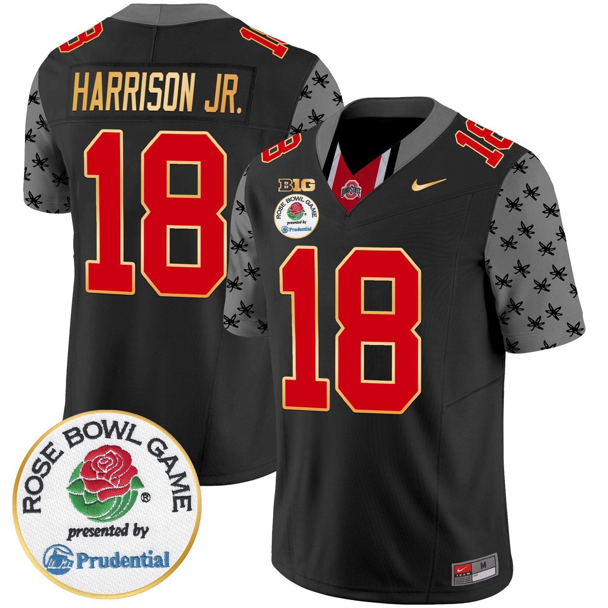 Men’s Ohio State Buckeyes Rose Bowl Gold Trim Vapor Limited Jersey – All Stitched