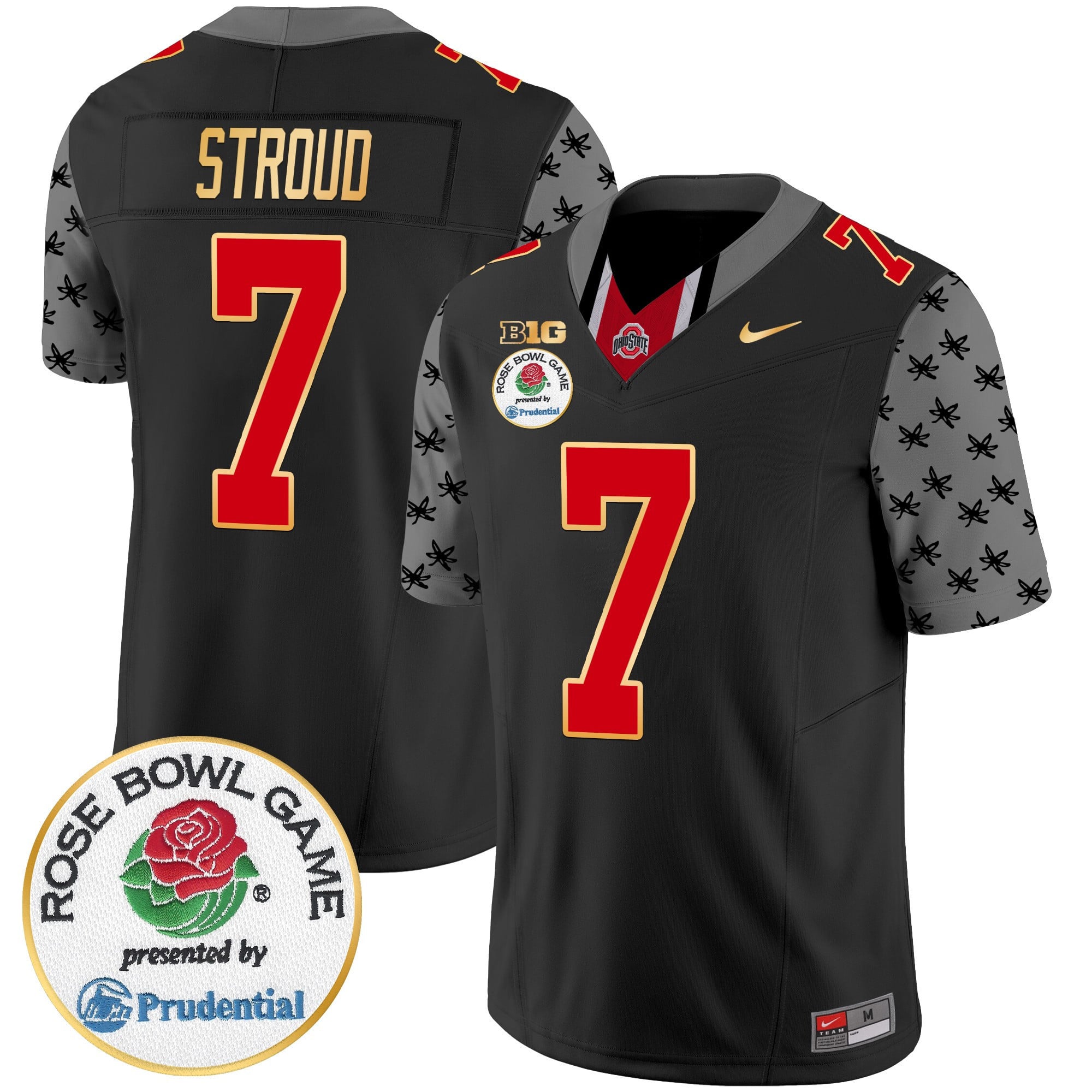 Men’s Ohio State Buckeyes Rose Bowl Gold Trim Vapor Limited Jersey – All Stitched