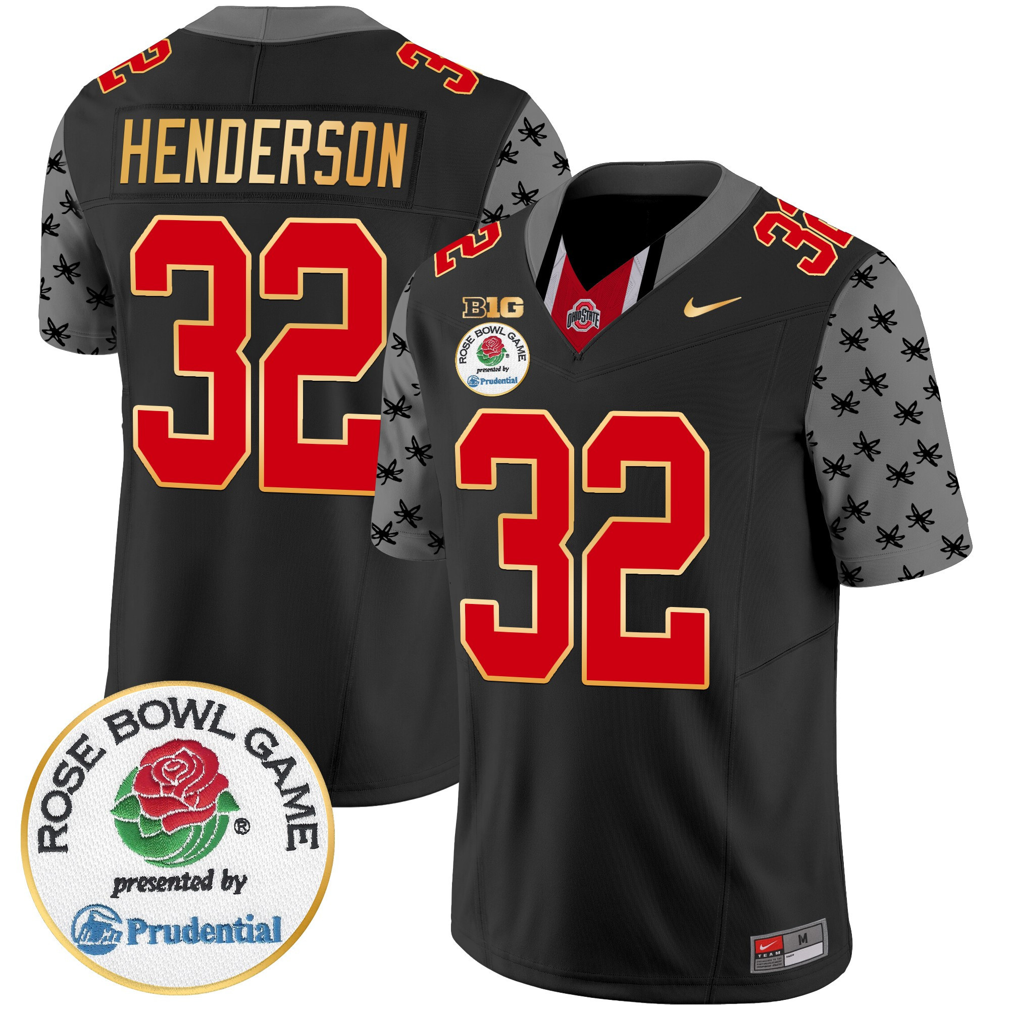 Men’s Ohio State Buckeyes Rose Bowl Gold Trim Vapor Limited Jersey – All Stitched