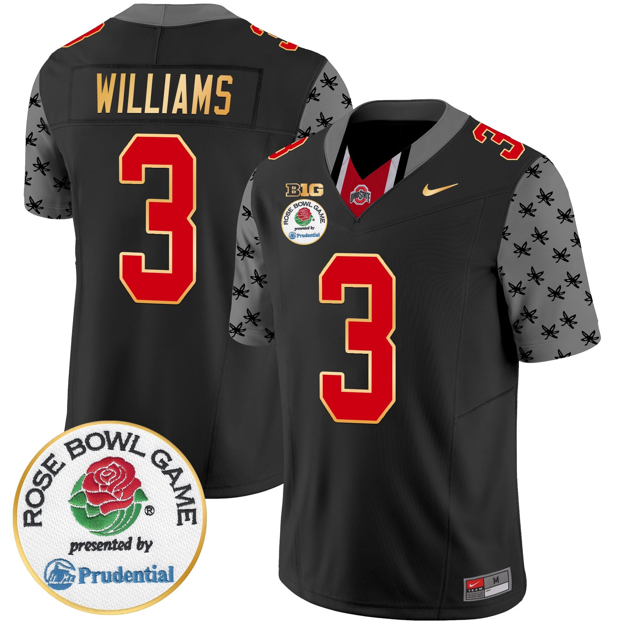 Men’s Ohio State Buckeyes Rose Bowl Gold Trim Vapor Limited Jersey – All Stitched