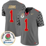 Men’s Ohio State Buckeyes Rose Bowl Gold Trim Vapor Limited Jersey – All Stitched