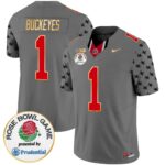 Men’s Ohio State Buckeyes Rose Bowl Gold Trim Vapor Limited Jersey – All Stitched