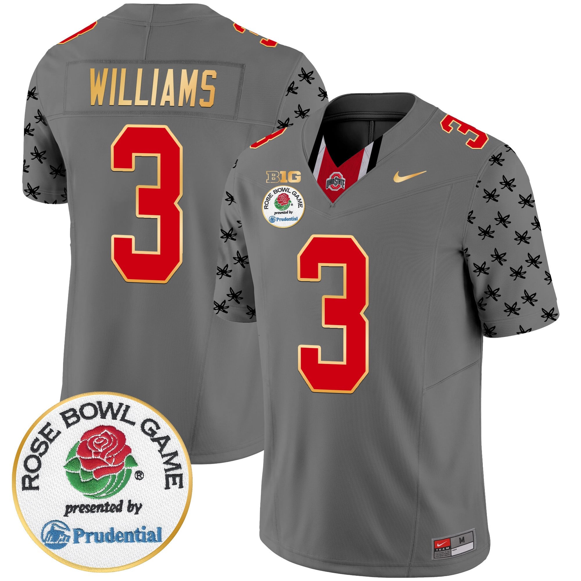 Men’s Ohio State Buckeyes Rose Bowl Gold Trim Vapor Limited Jersey – All Stitched