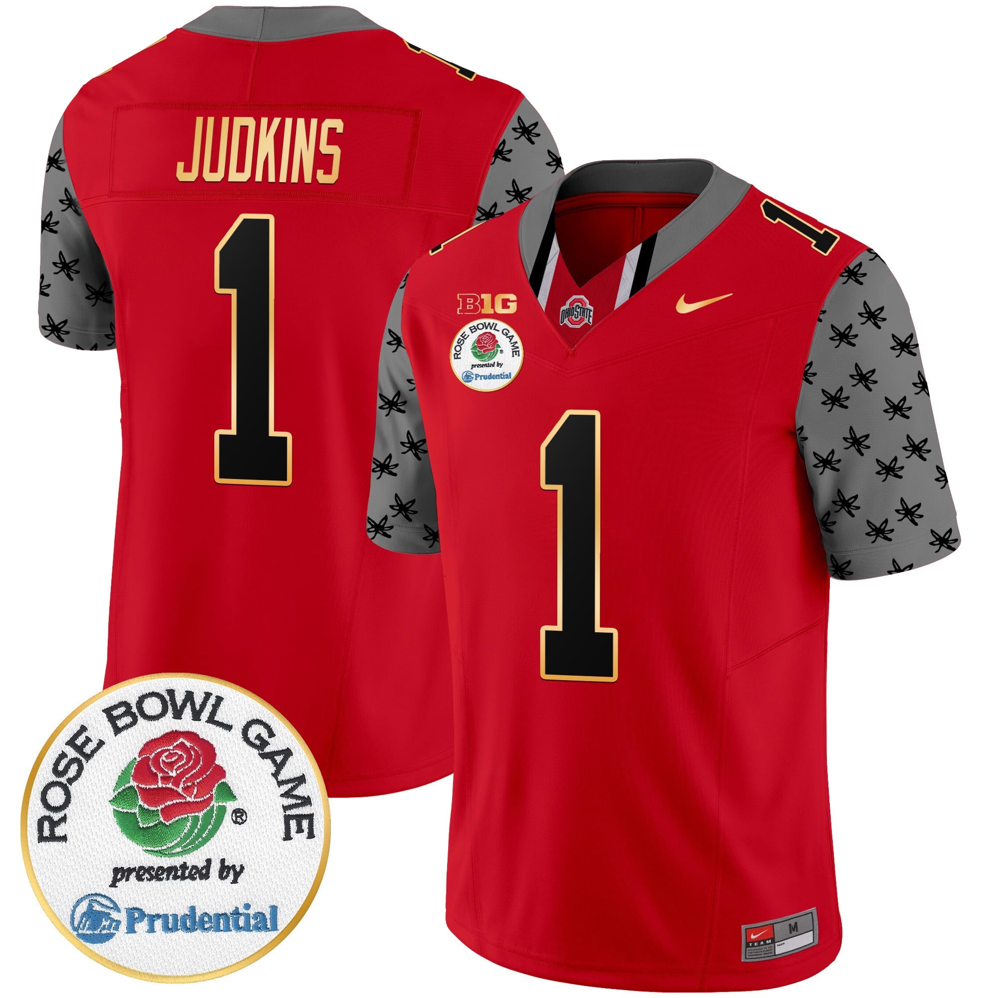 Men’s Ohio State Buckeyes Rose Bowl Gold Trim Vapor Limited Jersey – All Stitched