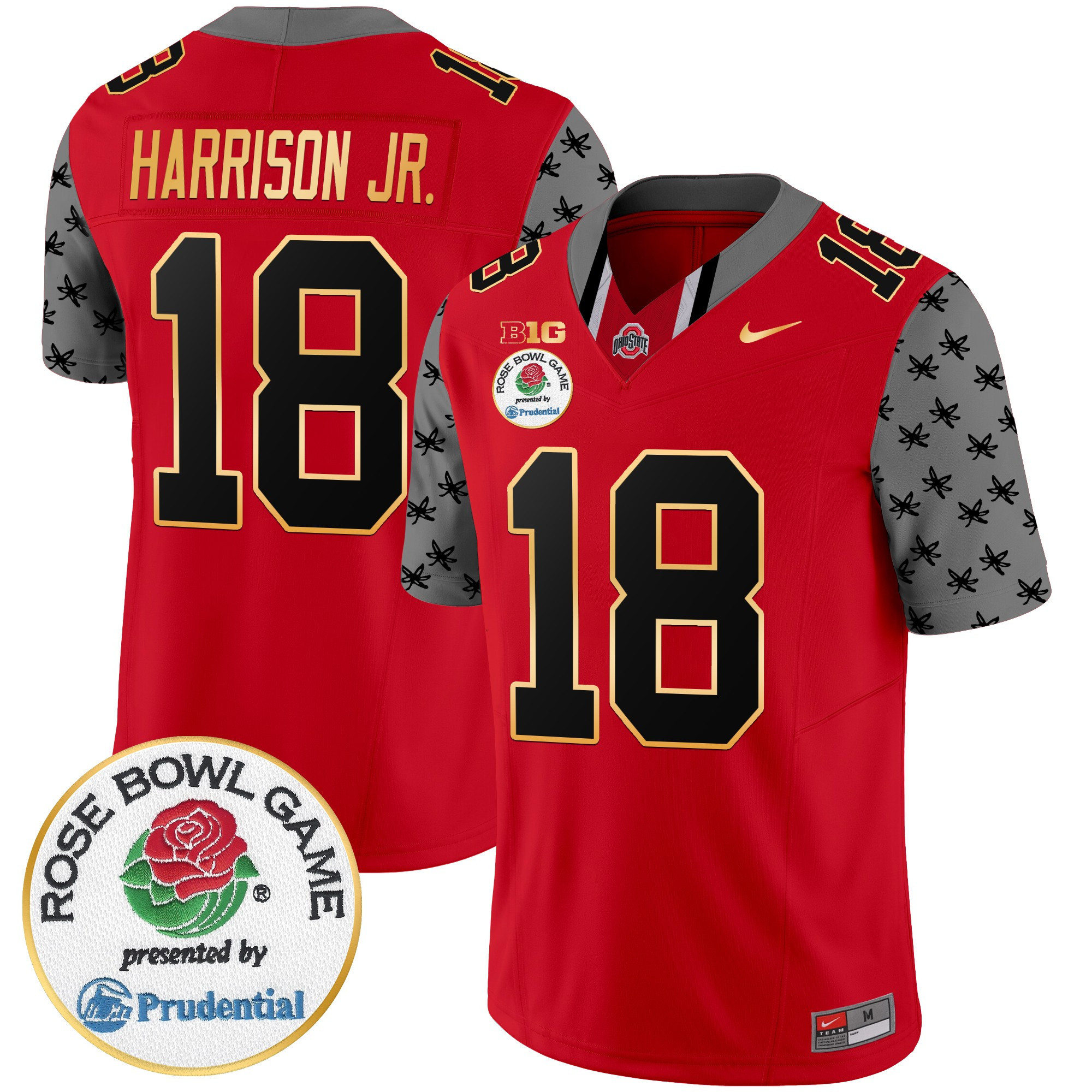 Men’s Ohio State Buckeyes Rose Bowl Gold Trim Vapor Limited Jersey – All Stitched