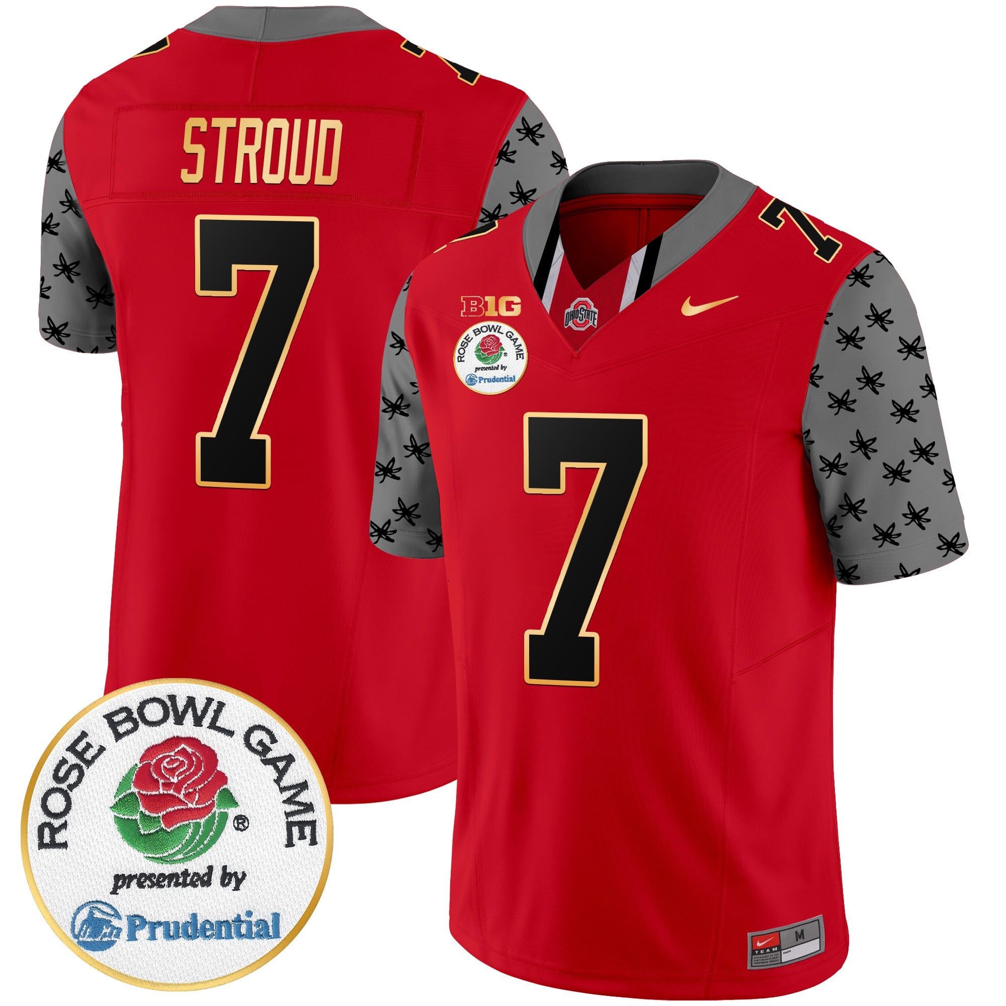Men’s Ohio State Buckeyes Rose Bowl Gold Trim Vapor Limited Jersey – All Stitched