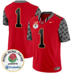 Men’s Ohio State Buckeyes Rose Bowl Gold Trim Vapor Limited Jersey – All Stitched