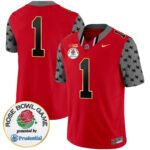 Men’s Ohio State Buckeyes Rose Bowl Gold Trim Vapor Limited Jersey – All Stitched