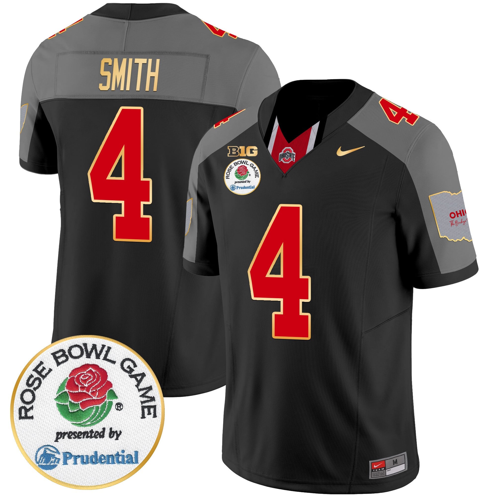 Men’s Ohio State Buckeyes Rose Bowl Gold Trim Vapor Limited Jersey – All Stitched