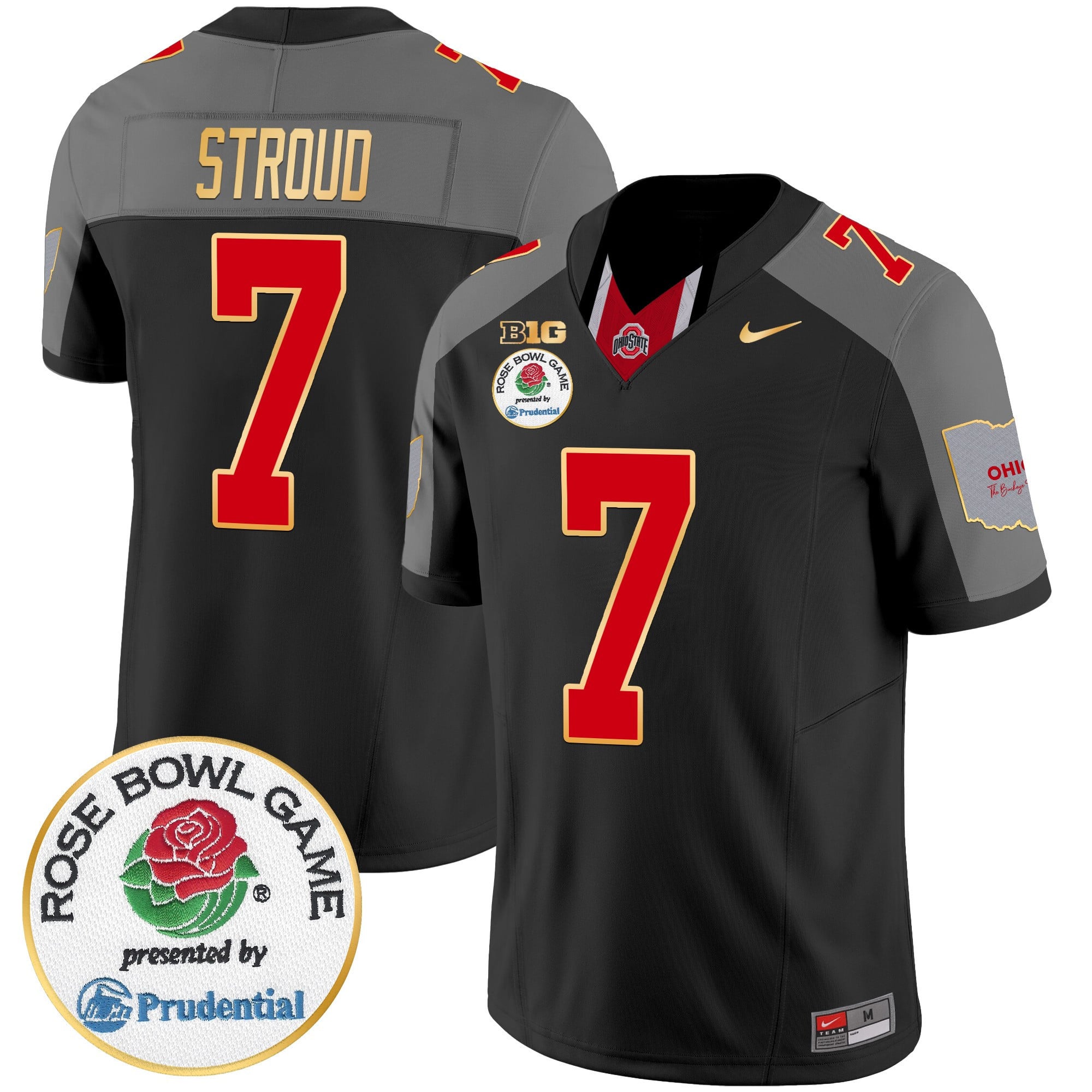 Men’s Ohio State Buckeyes Rose Bowl Gold Trim Vapor Limited Jersey – All Stitched