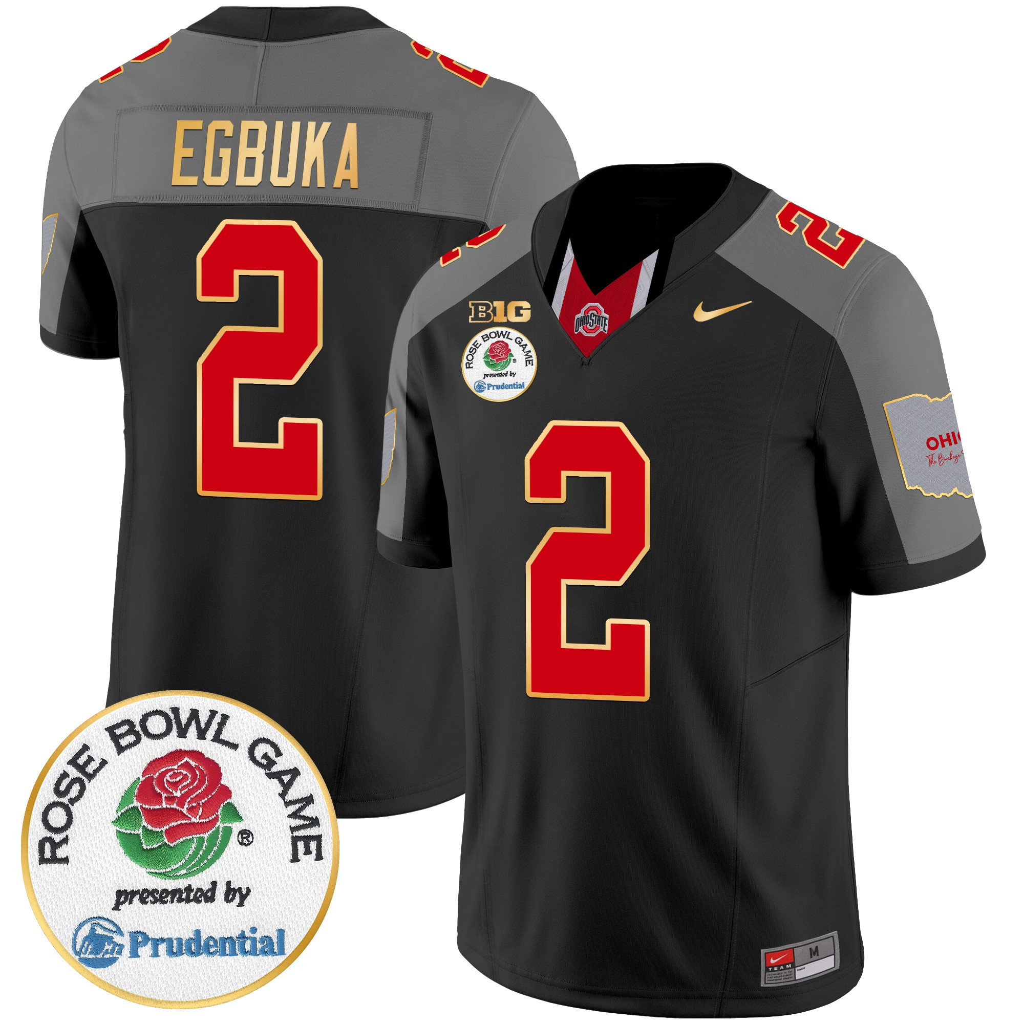 Men’s Ohio State Buckeyes Rose Bowl Gold Trim Vapor Limited Jersey – All Stitched