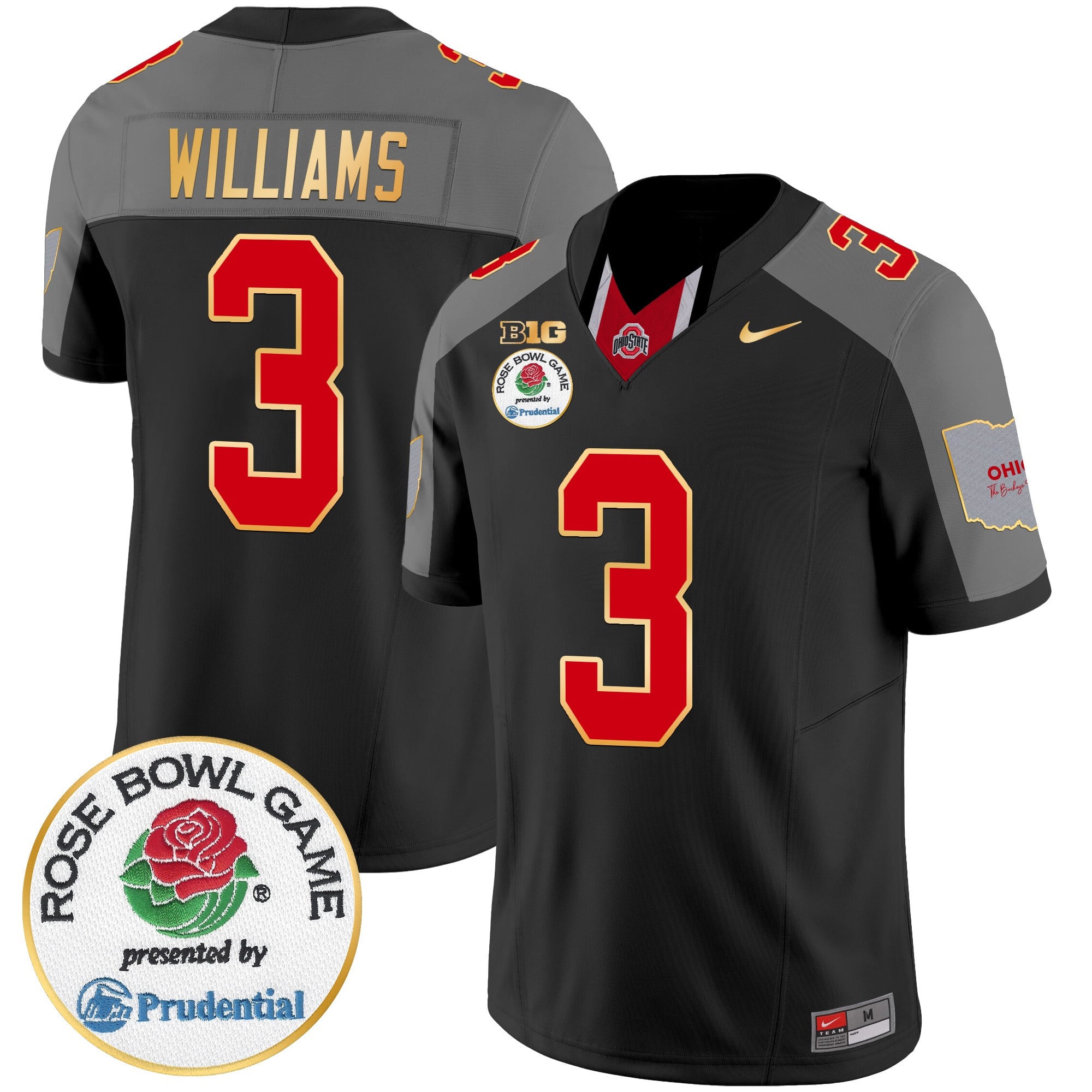 Men’s Ohio State Buckeyes Rose Bowl Gold Trim Vapor Limited Jersey – All Stitched