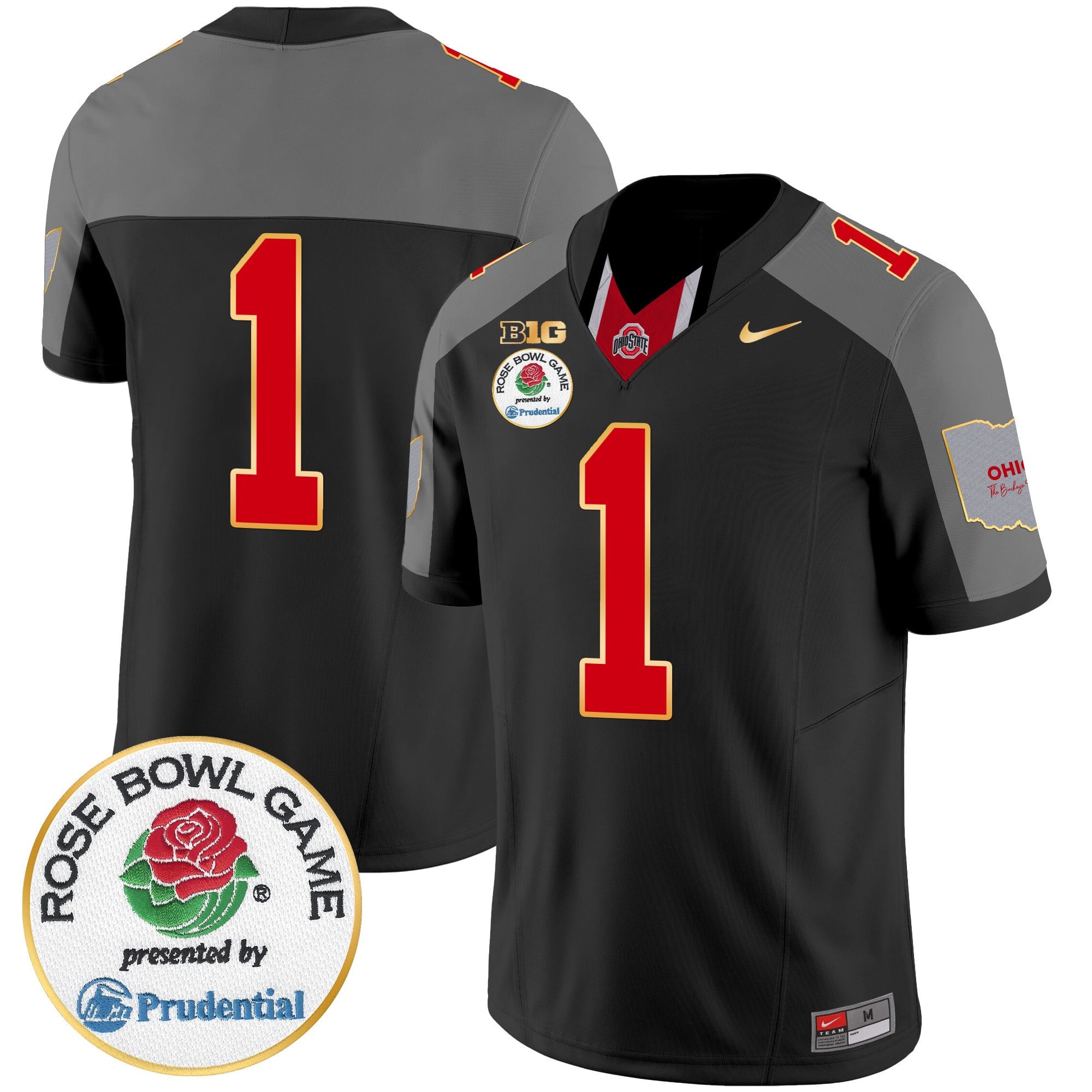 Men’s Ohio State Buckeyes Rose Bowl Gold Trim Vapor Limited Jersey – All Stitched