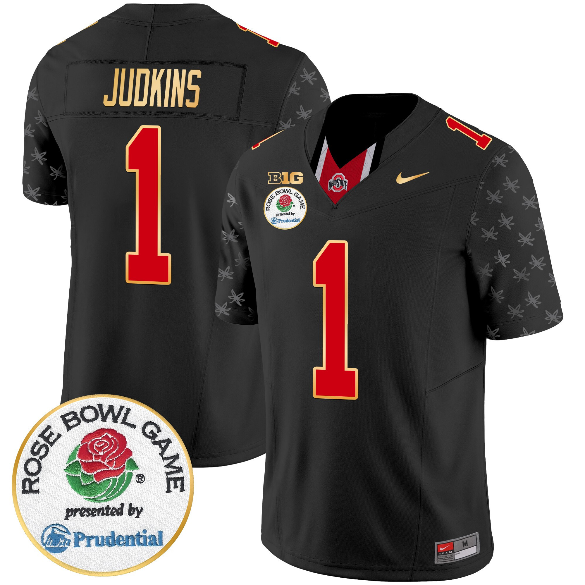Men’s Ohio State Buckeyes Rose Bowl Gold Trim Vapor Limited Jersey – All Stitched