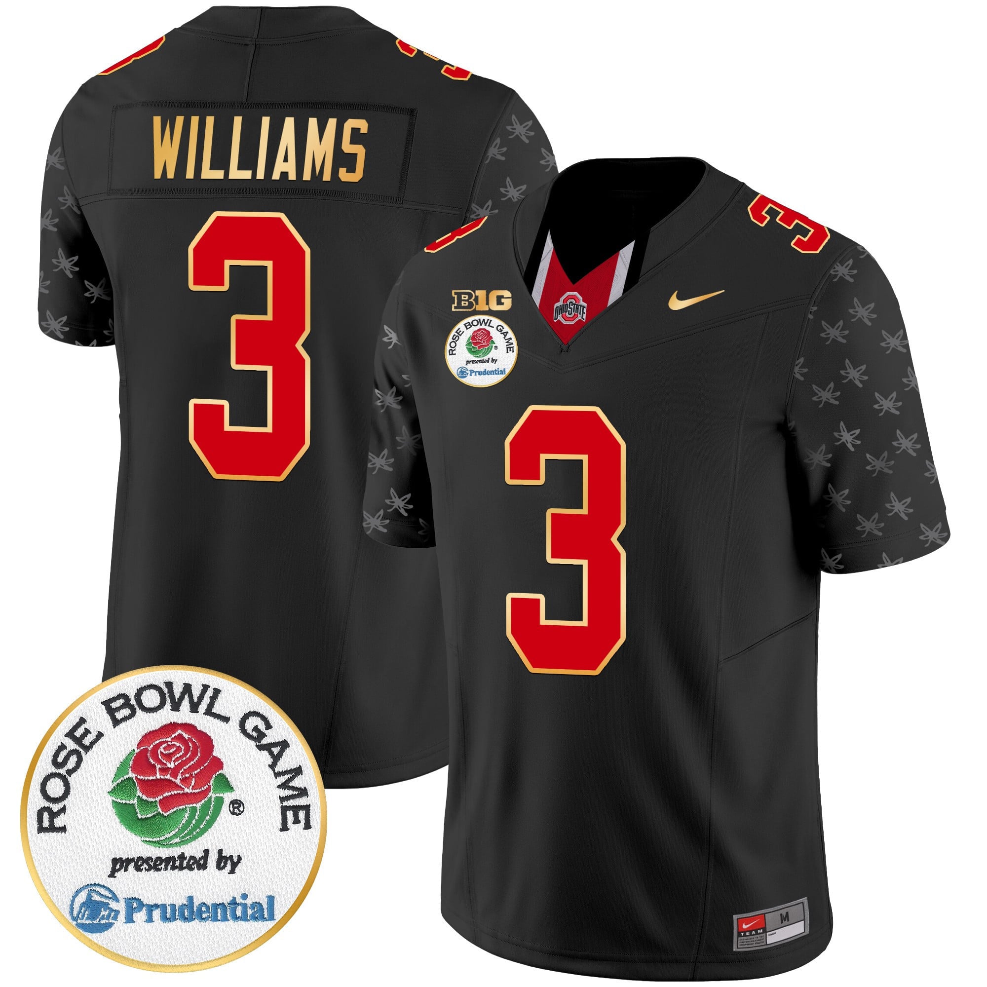 Men’s Ohio State Buckeyes Rose Bowl Gold Trim Vapor Limited Jersey – All Stitched