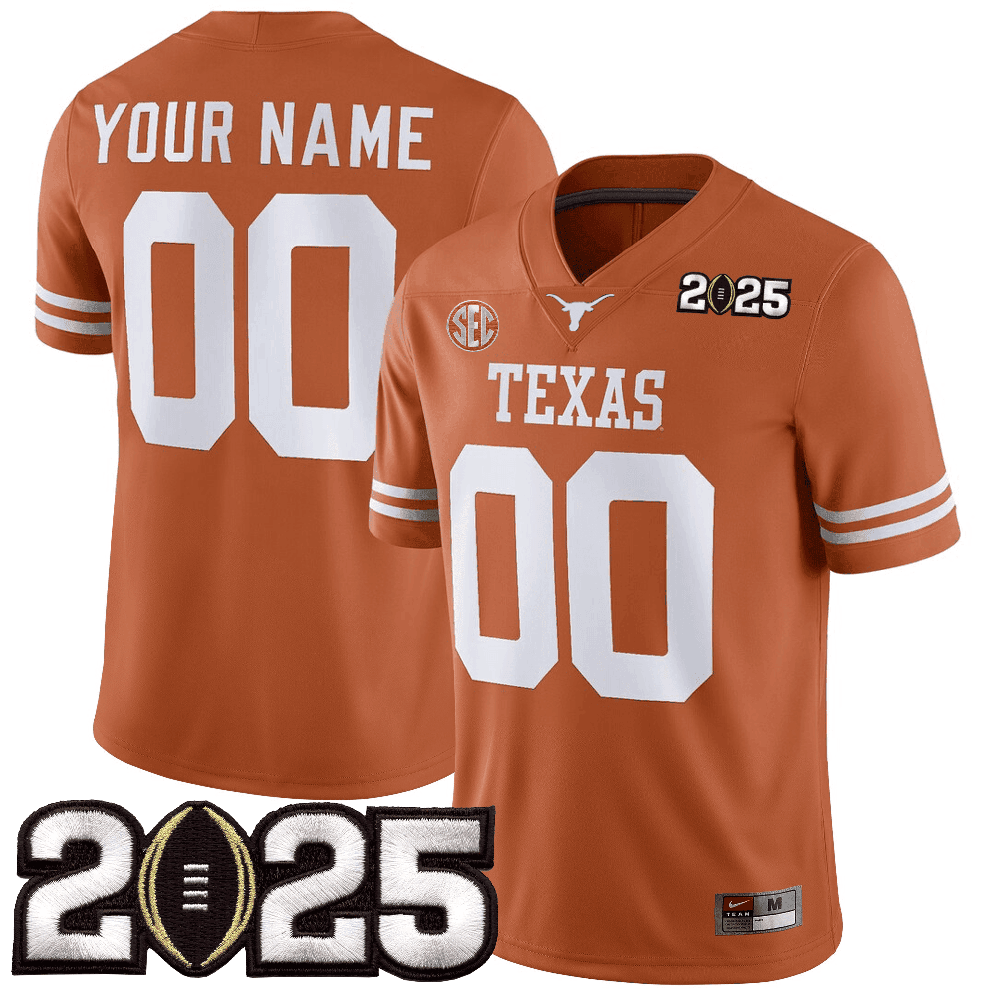 Custom Texas Longhorns Football 24/25 Jersey – CFP Final Patch – All Stitched