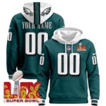 Philadelphia Eagles Super Bowl LIX Patch Custom Pullover Hoodie