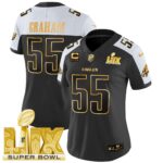Women’s Philadelphia Eagles Super Bowl LIX Patch Gold Vapor Limited Jersey – All Stitched