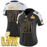 Women’s Philadelphia Eagles Super Bowl LIX Patch Gold Vapor Limited Jersey – All Stitched