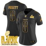 Women’s Philadelphia Eagles Super Bowl LIX Patch Gold Vapor Limited Jersey – All Stitched