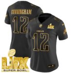 Women’s Philadelphia Eagles Super Bowl LIX Patch Gold Vapor Limited Jersey – All Stitched