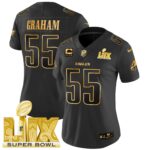 Women’s Philadelphia Eagles Super Bowl LIX Patch Gold Vapor Limited Jersey – All Stitched