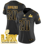 Women’s Philadelphia Eagles Super Bowl LIX Patch Gold Vapor Limited Jersey – All Stitched
