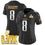 Women’s Philadelphia Eagles Super Bowl LIX Patch Gold Vapor Limited Jersey – All Stitched