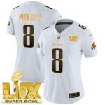 Women’s Philadelphia Eagles Super Bowl LIX Patch Gold Vapor Limited Jersey – All Stitched