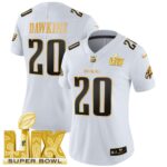 Women’s Philadelphia Eagles Super Bowl LIX Patch Gold Vapor Limited Jersey – All Stitched
