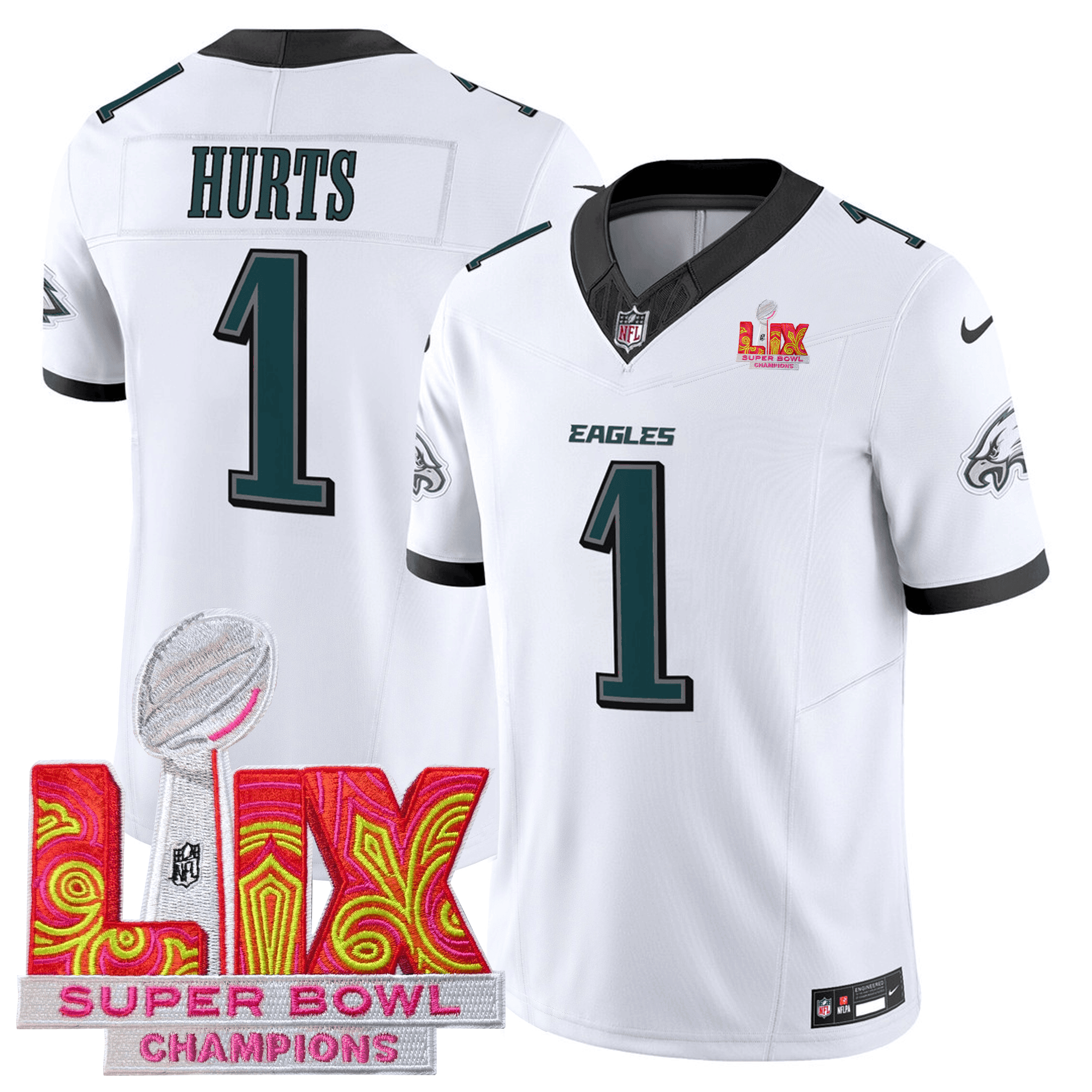 Men’s Philadelphia Eagles Jersey – Super Bowl LIX Champions Patch – All Stiched