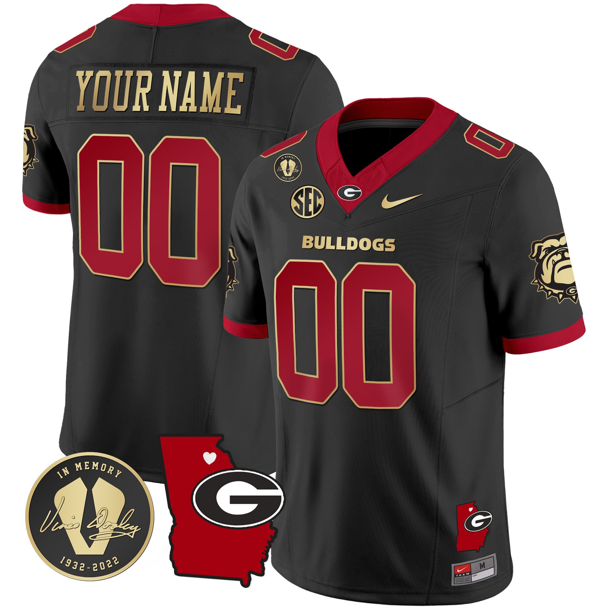 Custom Name/Gender Georgia Bulldogs 2024 Vapor Jersey V4 – Georgia Map – All Stitched