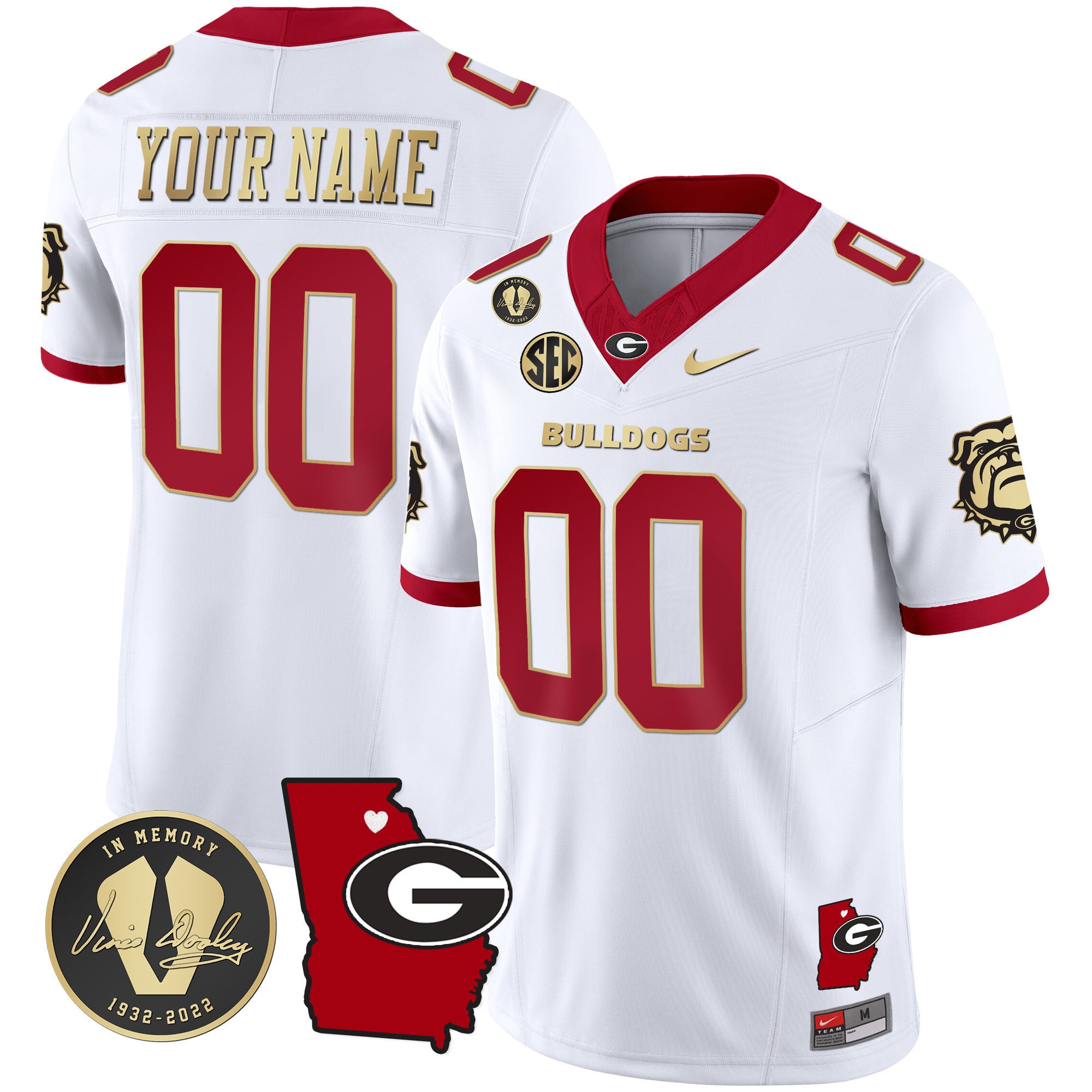Custom Name/Gender Georgia Bulldogs 2024 Vapor Jersey V4 – Georgia Map – All Stitched