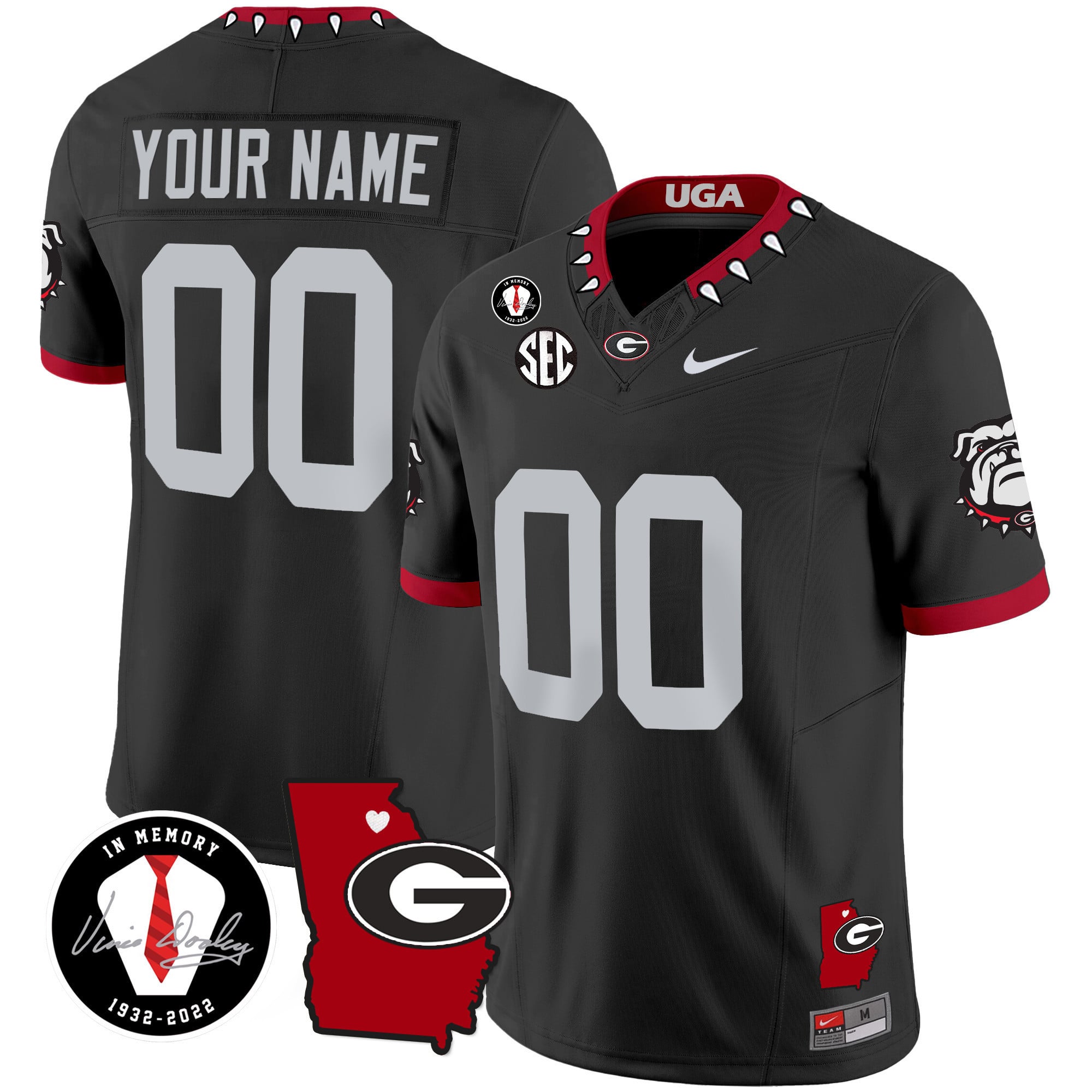 Custom Name/Gender Georgia Bulldogs 2024 Vapor Jersey V4 – Georgia Map – All Stitched