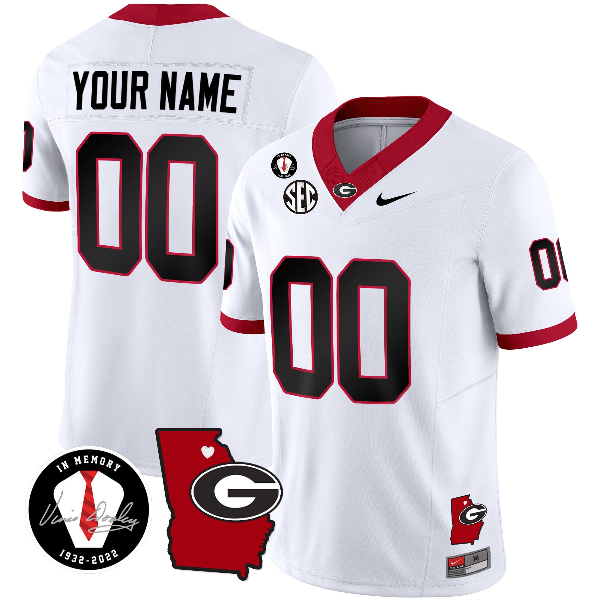 Custom Name/Gender Georgia Bulldogs 2024 Vapor Jersey V4 – Georgia Map – All Stitched