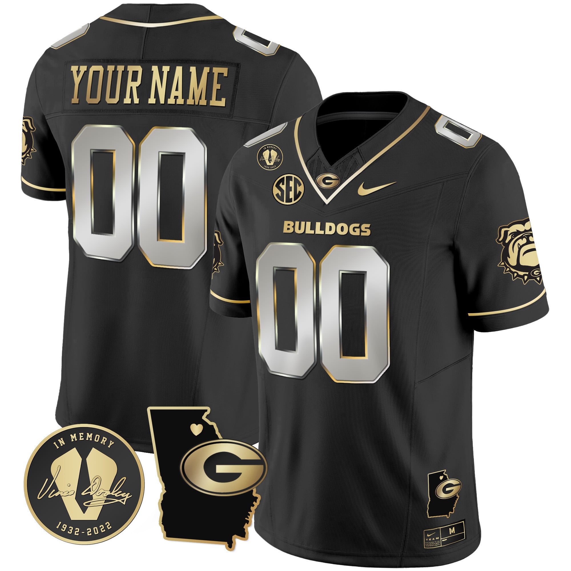 Custom Name/Gender Georgia Bulldogs 2024 Vapor Jersey V4 – Georgia Map – All Stitched