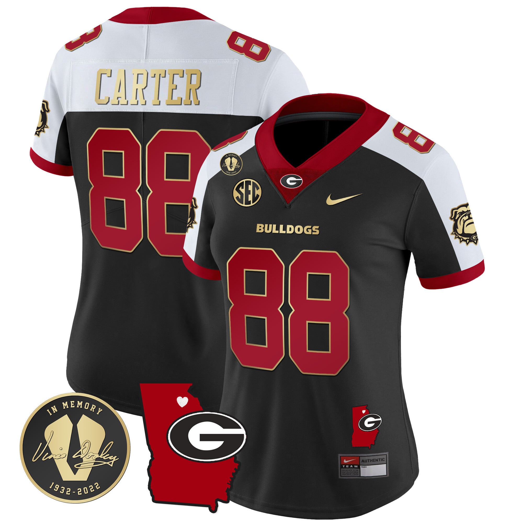 Women’s Georgia Bulldogs 2024 Vapor Jersey V4 – Georgia Map – All Stitched