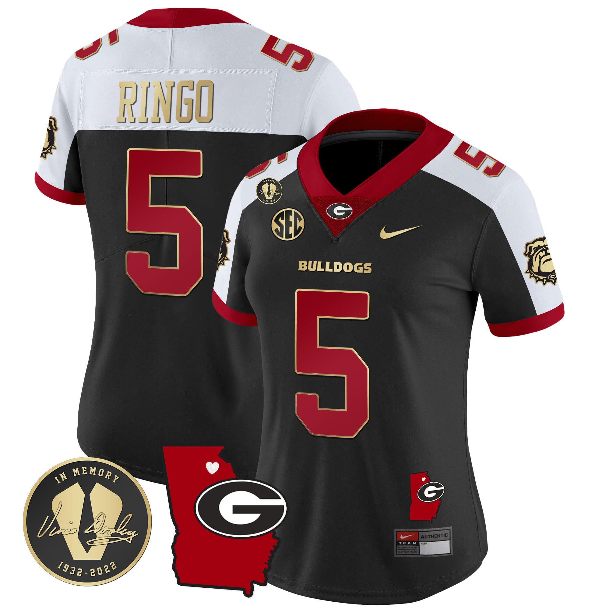 Women’s Georgia Bulldogs 2024 Vapor Jersey V4 – Georgia Map – All Stitched