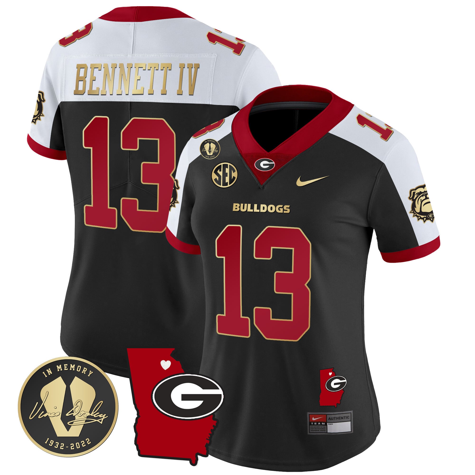Women’s Georgia Bulldogs 2024 Vapor Jersey V4 – Georgia Map – All Stitched