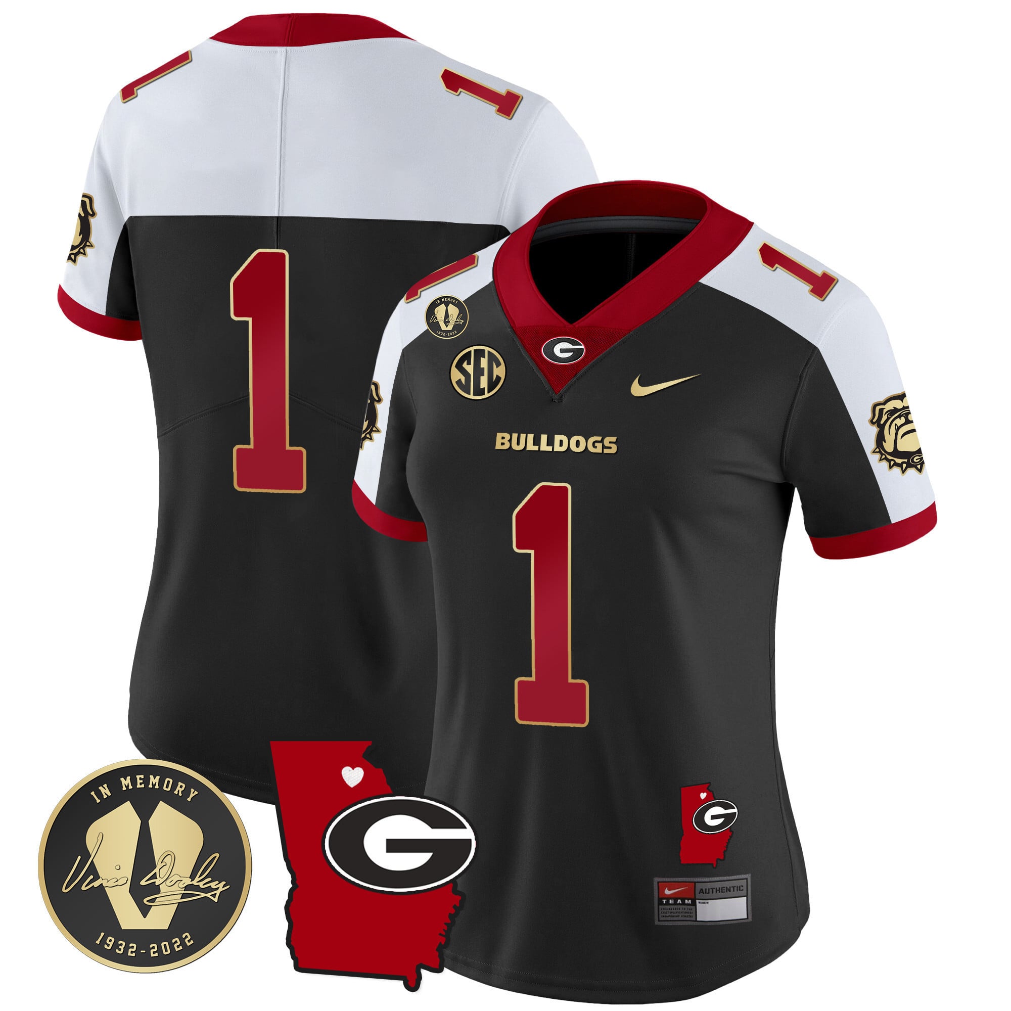 Women’s Georgia Bulldogs 2024 Vapor Jersey V4 – Georgia Map – All Stitched