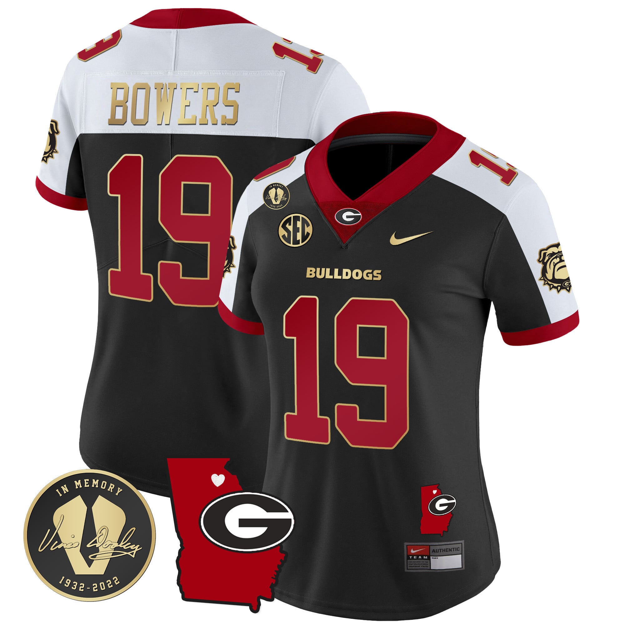 Women’s Georgia Bulldogs 2024 Vapor Jersey V4 – Georgia Map – All Stitched